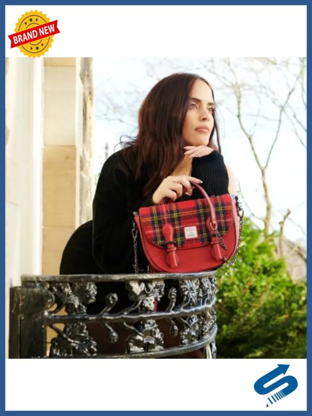 Vegan Leather Satchel with Harris Tweed Panel